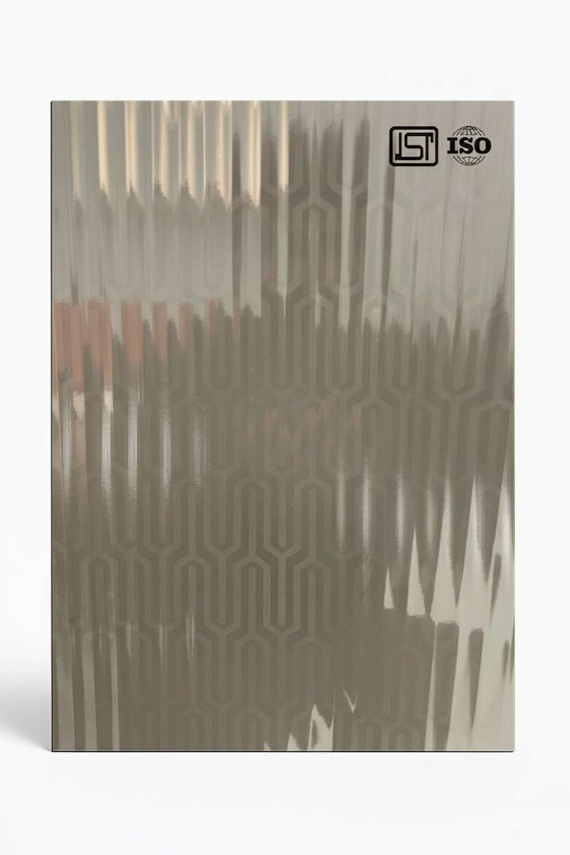 1041 FS | Opal Morph, Metallic Beige High Gloss Finish Fluted Decorative Laminate - Image 2