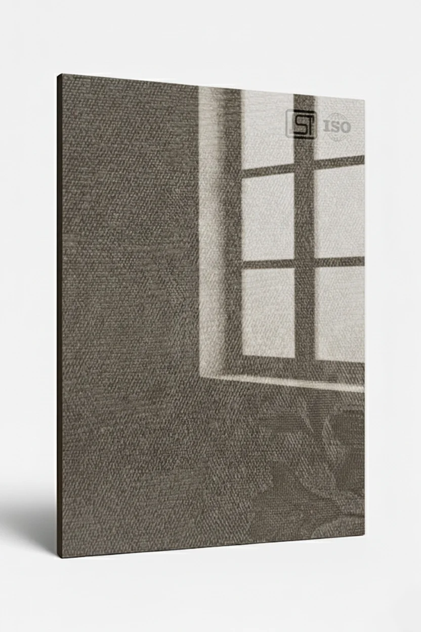 1021 SG | Blossom Grey, Taupe Grey High Gloss finish Fabric Decorative Laminate