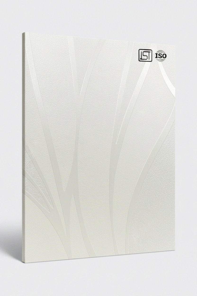 115 ME | Frosty White, Pearl White Shiny Matte Finish Patterned Wooden Decorative Laminate