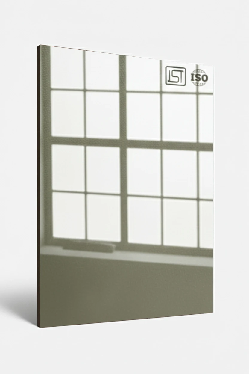 1158 SG | Ashen Olive, Taupe Brown Smooth Textured Glossy Finish Decorative Laminate