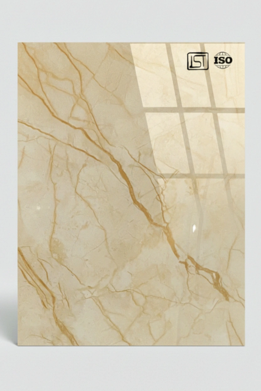 2010 | Crema Marfil Marble, Cream White High Gloss Marble Decorative Acrylic Laminate - Image 2