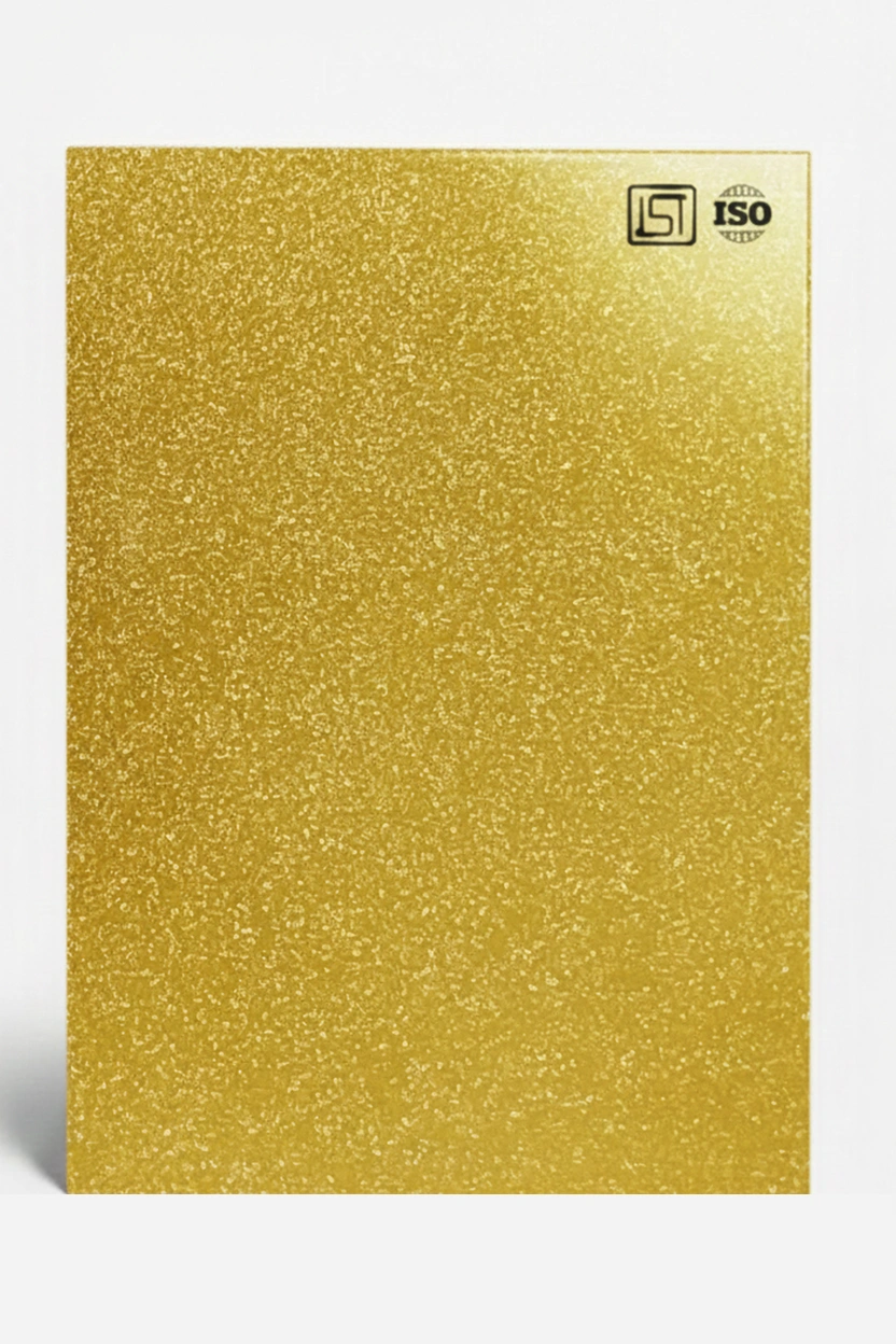 3104 | Golden, Golden High Gloss Finish Sparkle Decorative Acrylic Laminate - Image 2