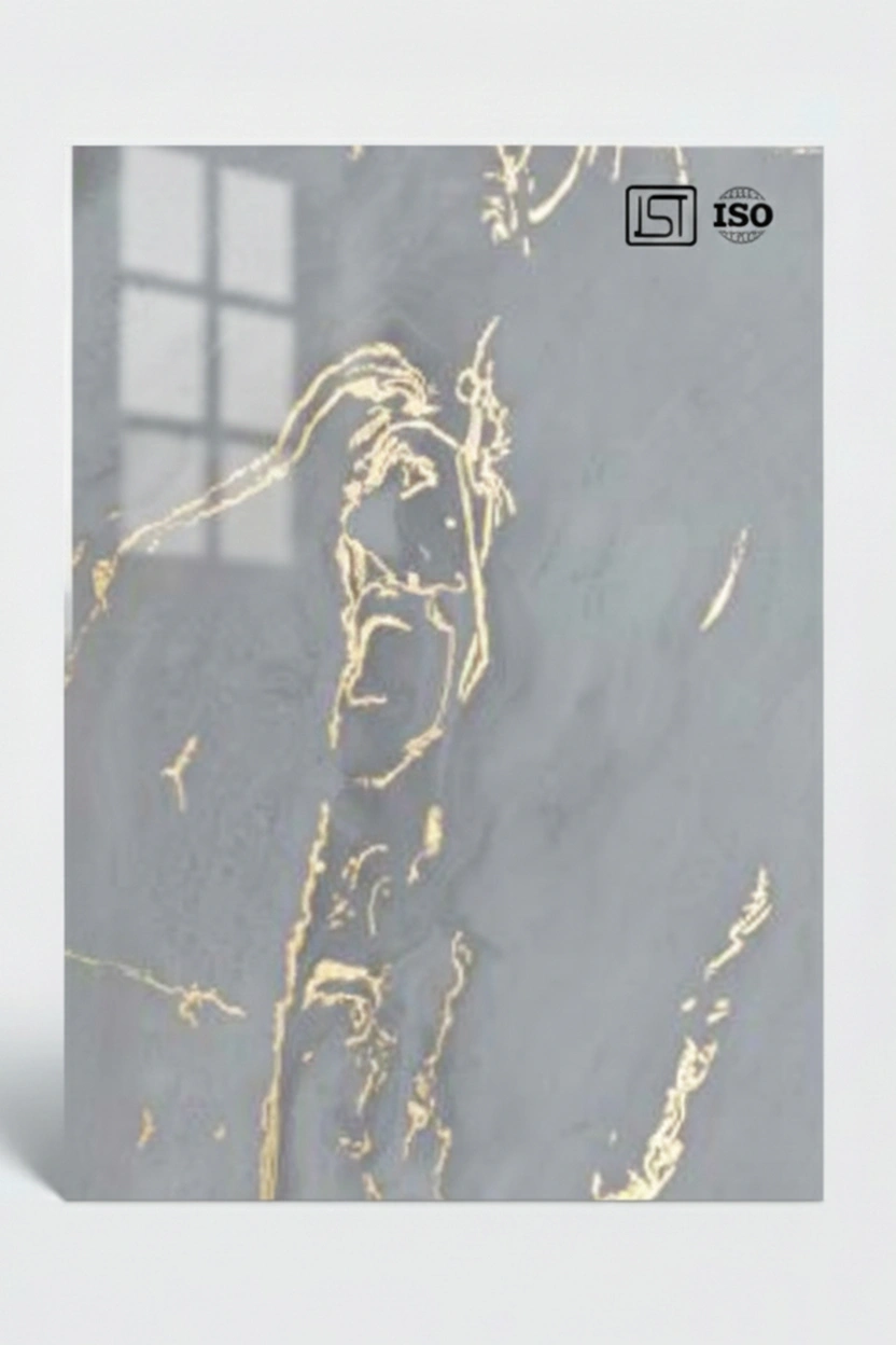 5003 | Dune Mist, Concrete Grey High Gloss Finish Marble Decorative Acrylic Laminate - Image 2