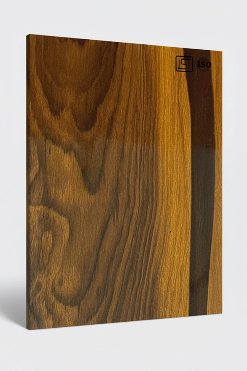 7096 SG | Dark Jungle Wood, Golden Teak High Gloss Finish Wooden Decorative Laminate
