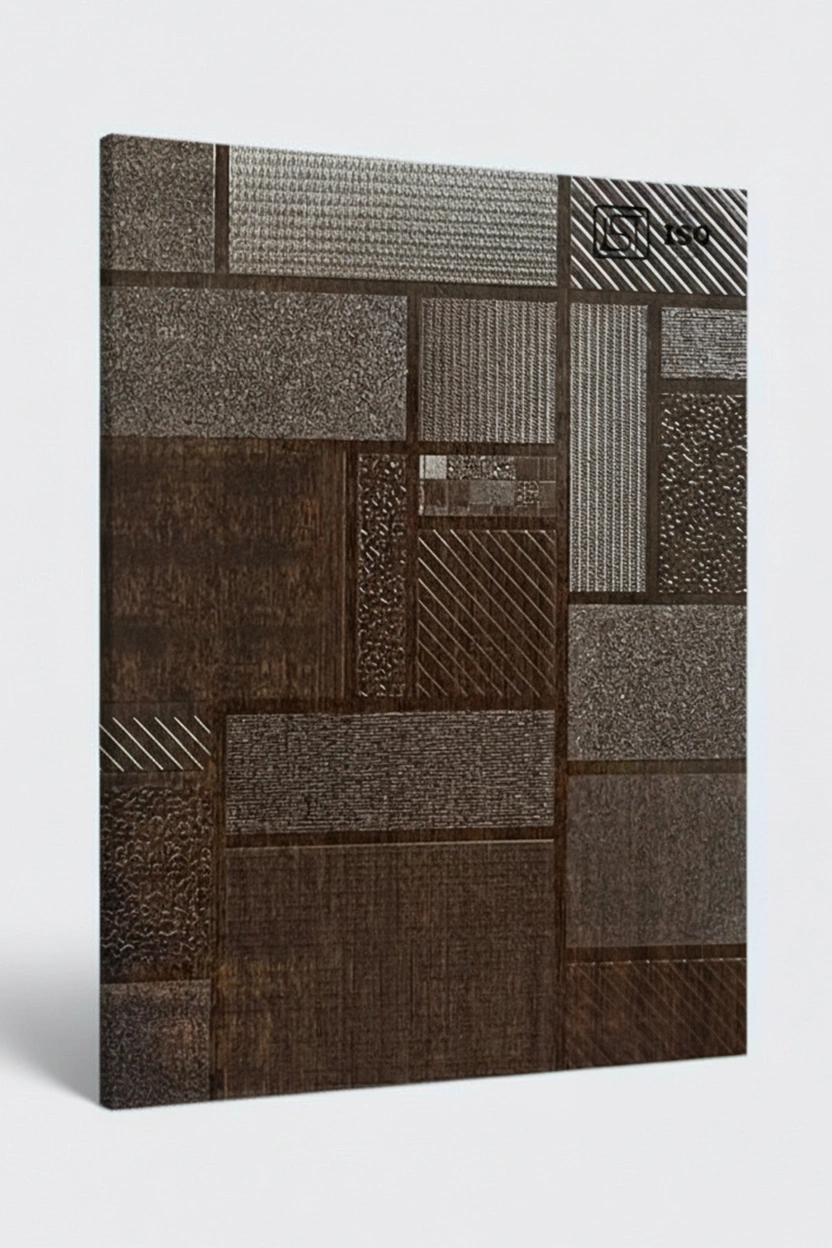 7111 BX | Dark Elevated Sawcut, Dark Brown Shiny Matte Finish Patterned Wooden Decorative Laminate