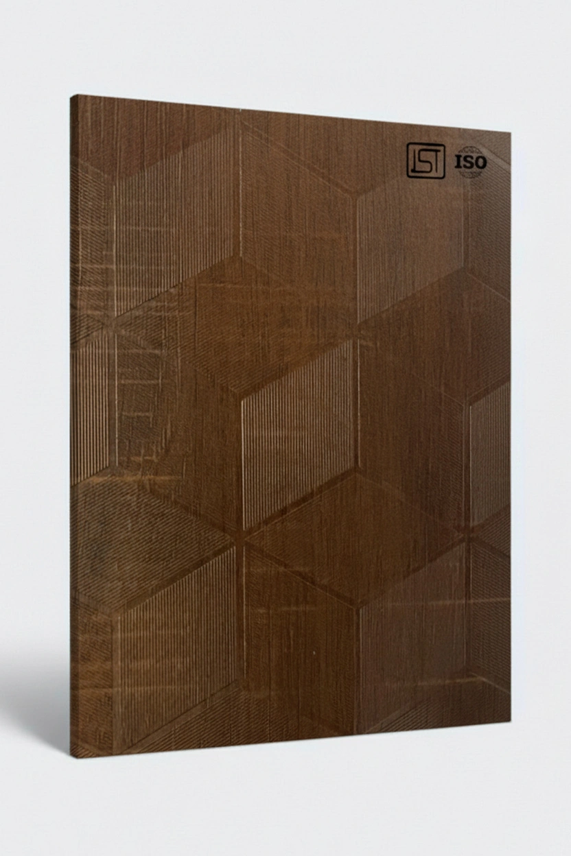 7111 QC | Dark Elevated Sawcut, Dark Brown Shiny Matte Finish Wooden Decorative Laminate