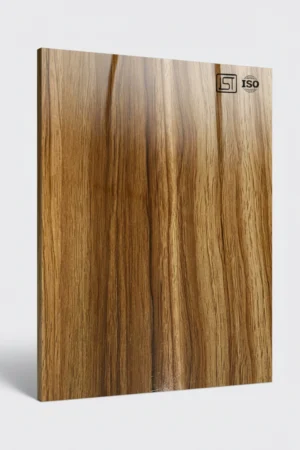 7143 SG | Light Warren Walnut, Golden Teak High Gloss Finish Wooden Decorative Laminate