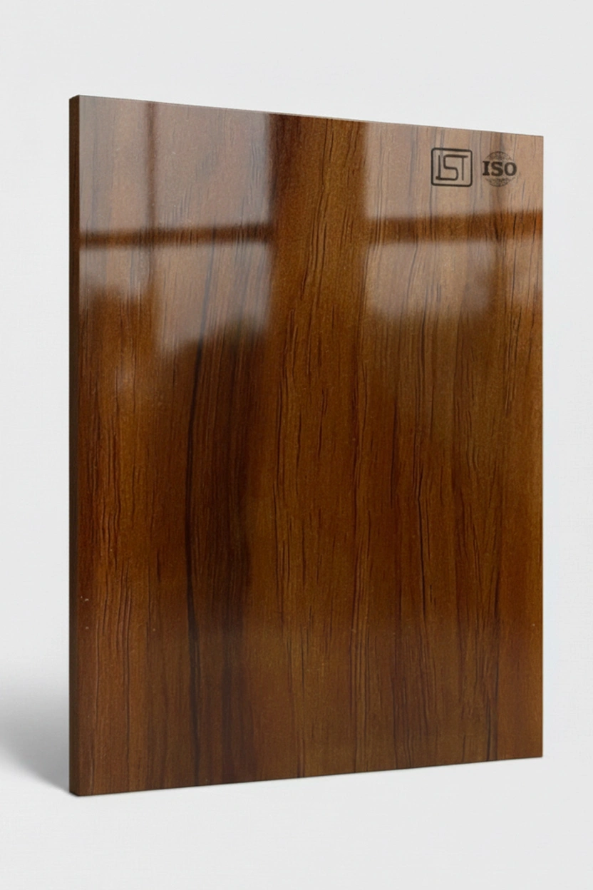 7144 SG | Dark Warren Walnut, Dark Walnut Brown High Gloss Finish Wooden Decorative Laminate