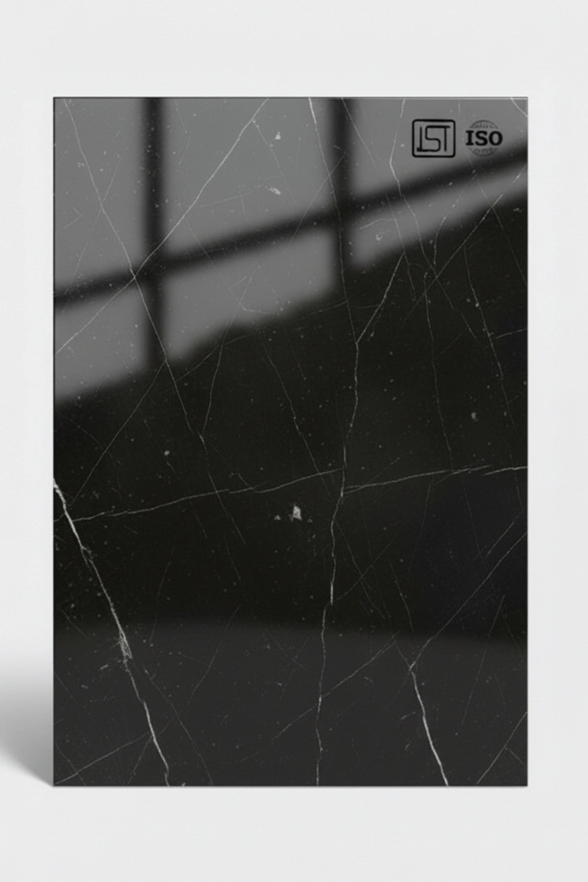7152 SG | Black Elton Marble, Jet Black High Gloss Finish Marble Decorative Laminate - Image 2