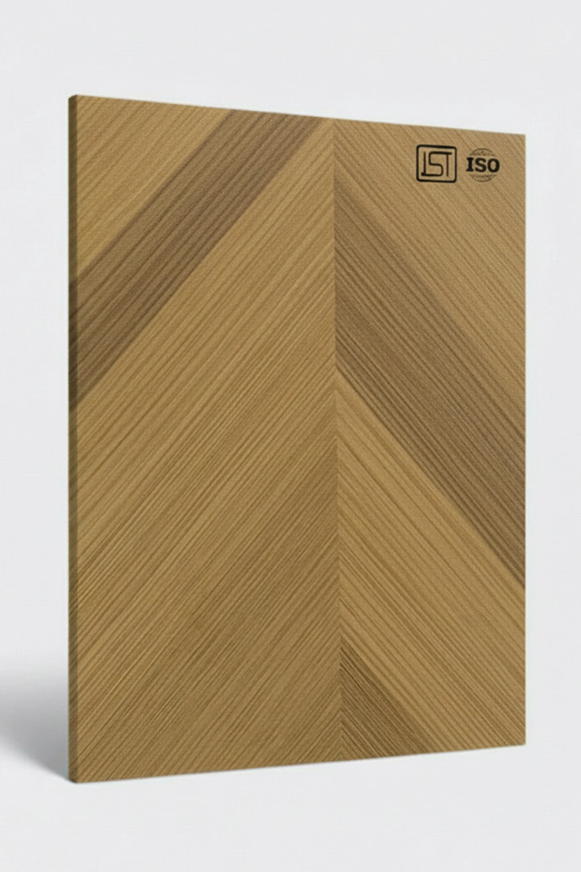 7155 LR | Light Cross Veneer, Light Golden Teak Silky Matte Finish Wooden Decorative Laminate Sheet