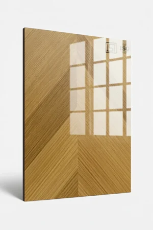 7155 SG | Light Cross Veneer, Light Golden Teak High Gloss Finish Wooden Decorative Laminate