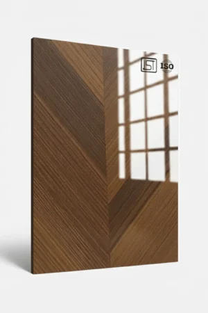7156 SG | Dark Cross Veneer, Dark BrownTeak High Gloss Finish Wooden Decorative Laminate