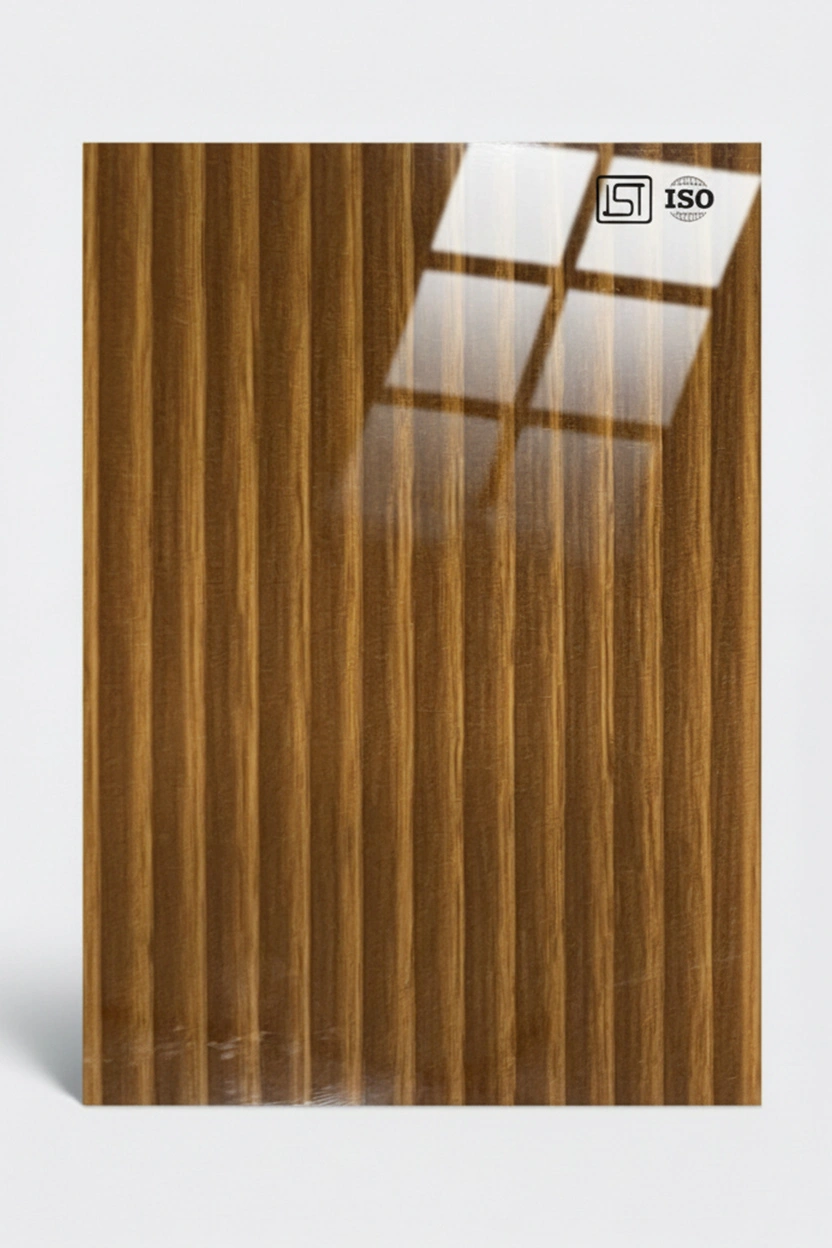 7193 SG | Light Flute Louvers Oviedo, Zebra Walnut High Gloss Finish Patterned Wooden Decorative Laminate - Image 2