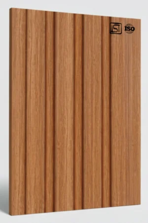 8122 (2) | Natural Light Brown Teakwood Matt Finish Fluted Wooden Louver Panel