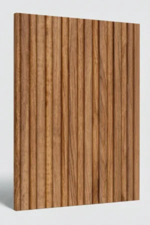 8132 | Natural Beige Teakwood Matt Finish Fluted Wooden Louver Panel