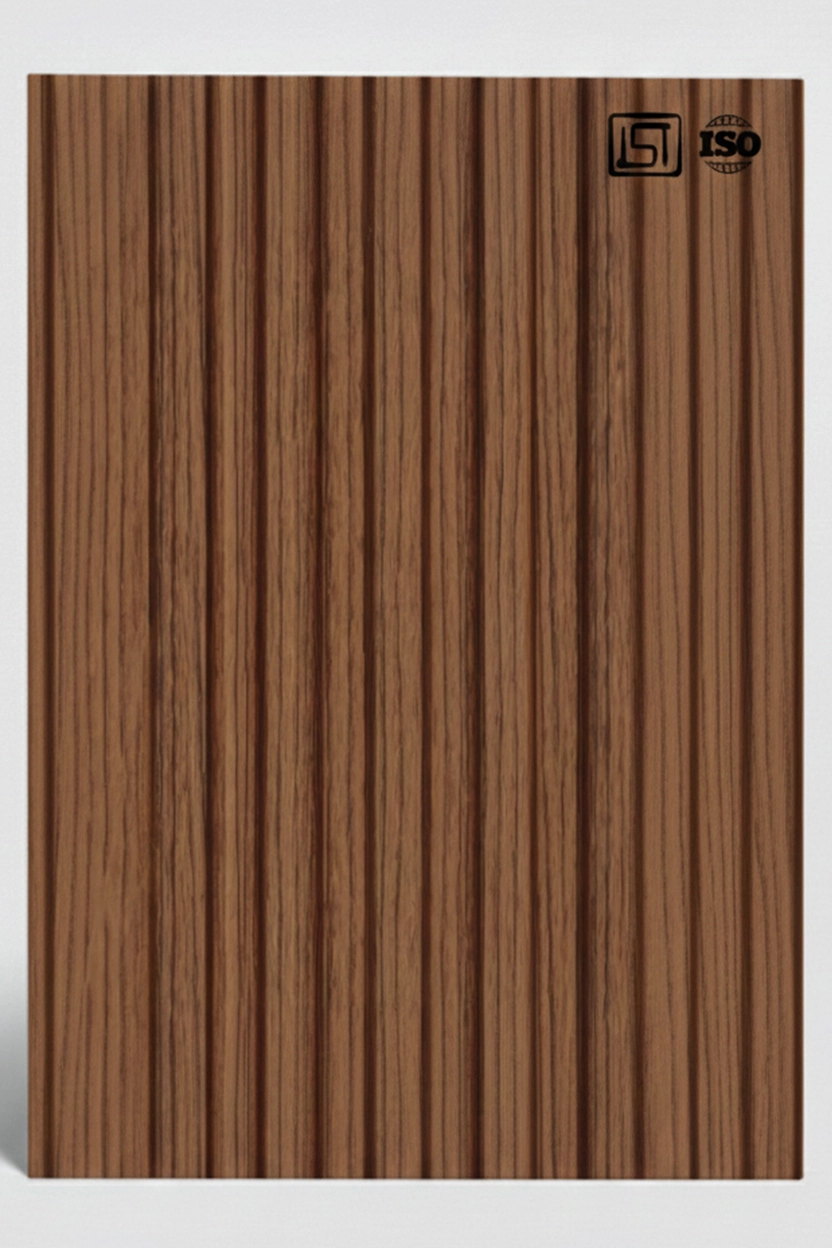 8172 | Dark Brown Matt Finish Fluted Wooden Louver Panel - Image 2