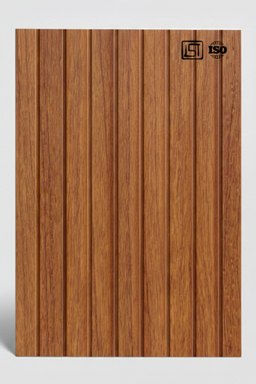 8173 (2) | Brown Teakwood Matt Finish Fluted Wooden Louver Panel - Image 2