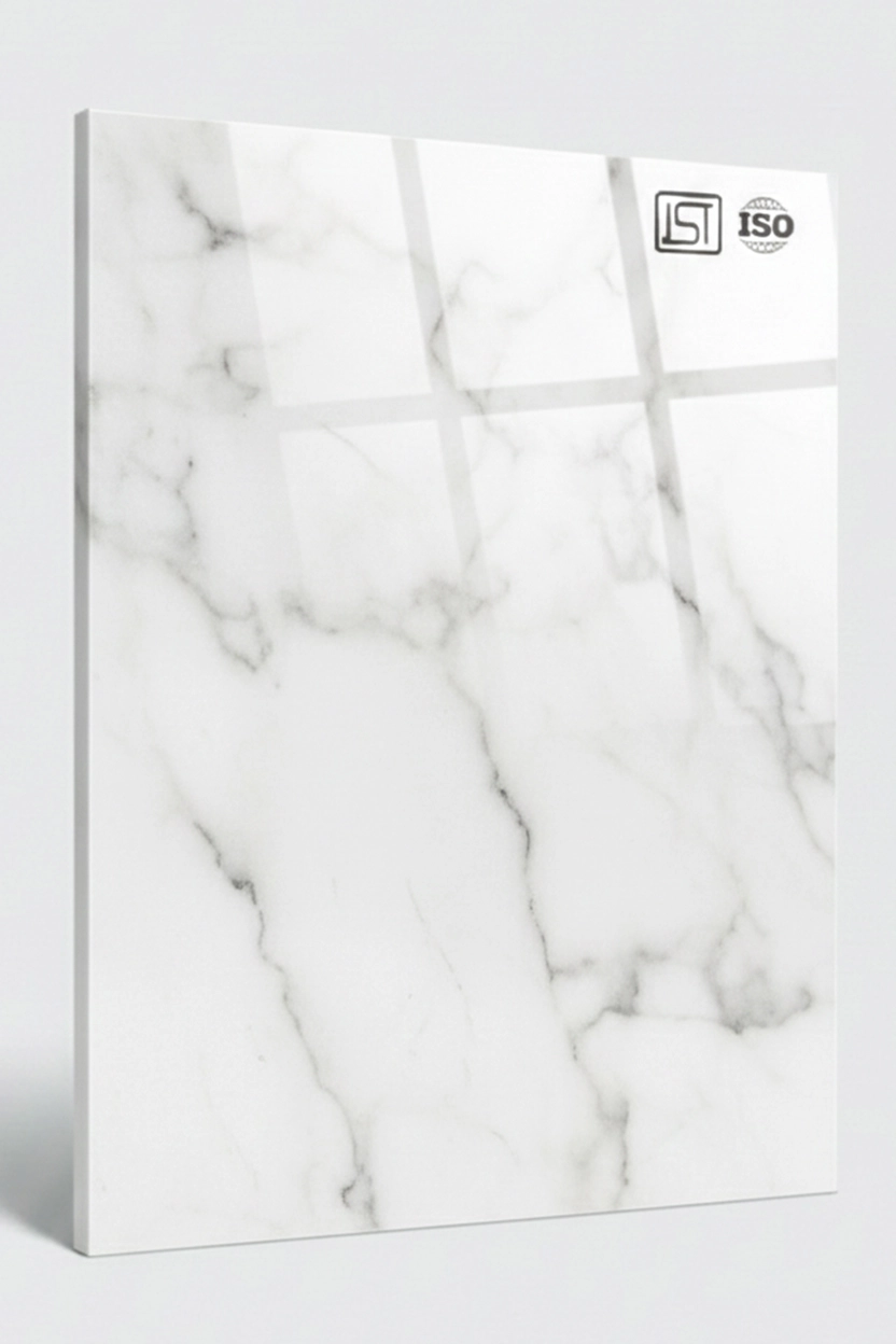 B 7217 | Hill Marble, Snow White High Gloss Finish, Marble Liner Laminate