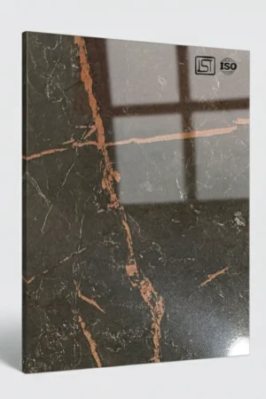 B 7218 | New Caspio Marble Dark, Rusty Copper Black High Gloss Finish, Marble Liner Laminate
