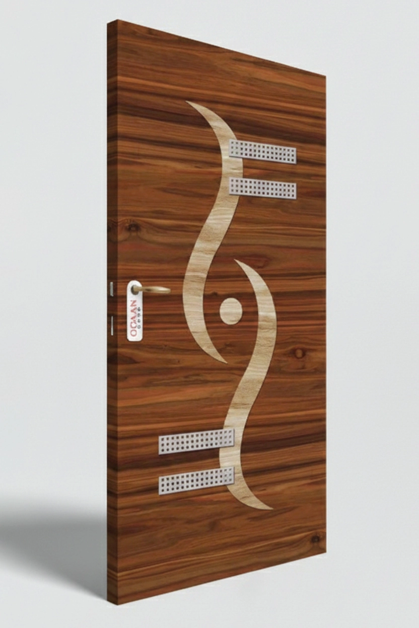 MDG 21 | Light Walnut Brown Matte Finish Abstract Design Digital Door Skin Laminate
