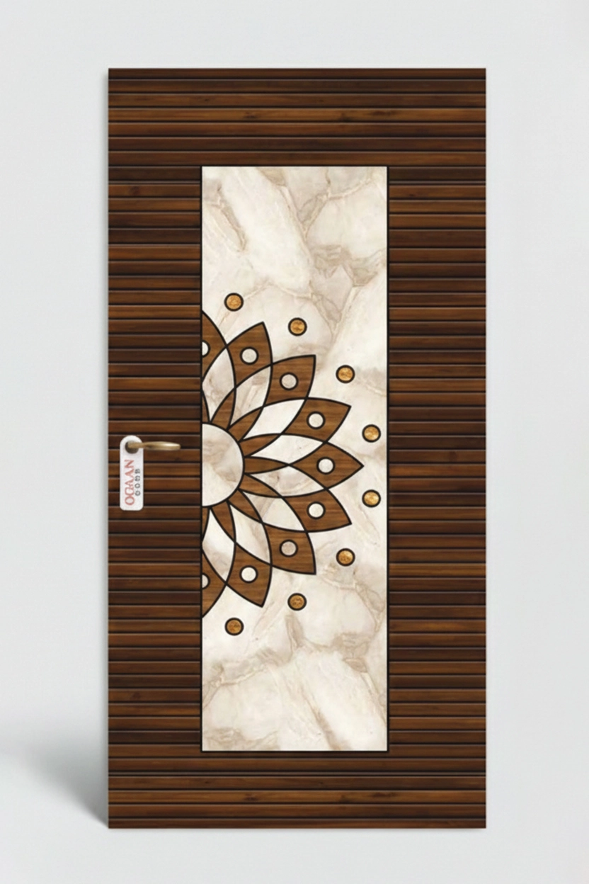 MDG 23 | Dark Walnut Brown Matte Finish Floral Design Digital Door Skin Laminate - Image 2