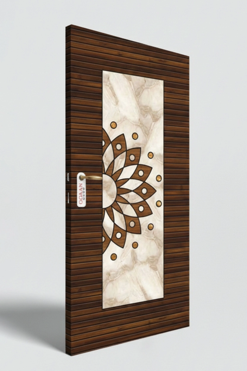 MDG 23 | Dark Walnut Brown Matte Finish Floral Design Digital Door Skin Laminate