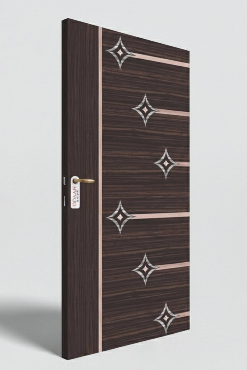 MPD 445 | Dark Brown Matte Finish Unique Design Digital Door Skin Laminate