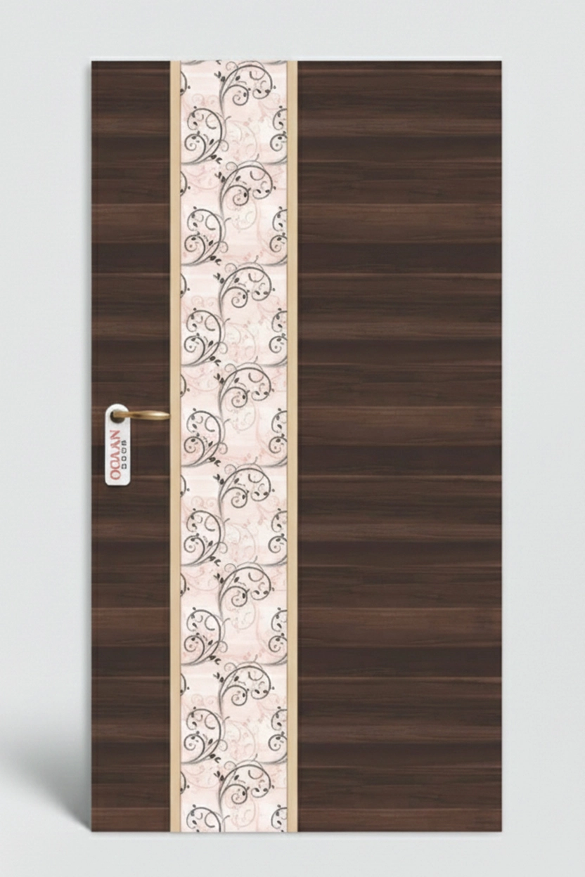 MPD 455 | Wenge Brown Matte Finish Bold White Stripes Design Digital Door Skin Laminate - Image 2