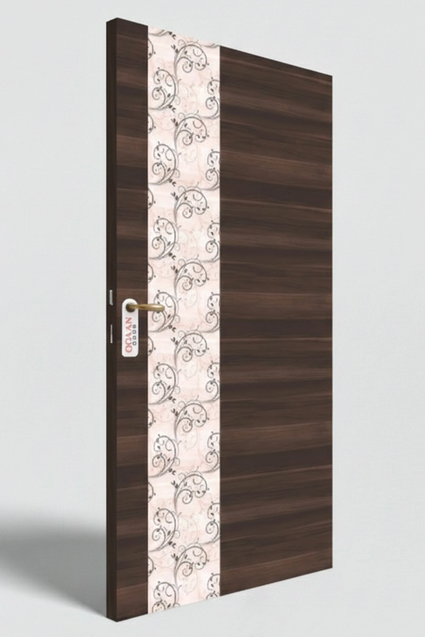 MPD 455 | Wenge Brown Matte Finish Bold White Stripes Design Digital Door Skin Laminate
