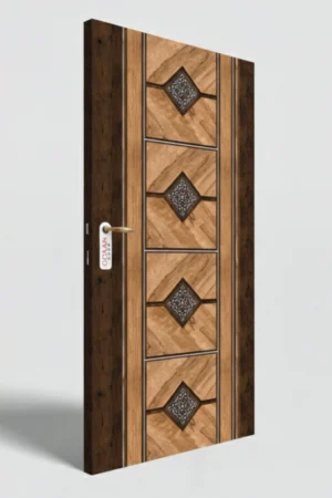 MPD 469 | Dual Tone Dark Walnut and Natural Oak Matt Finish Premium Wooden Decorative Door Skin Laminate