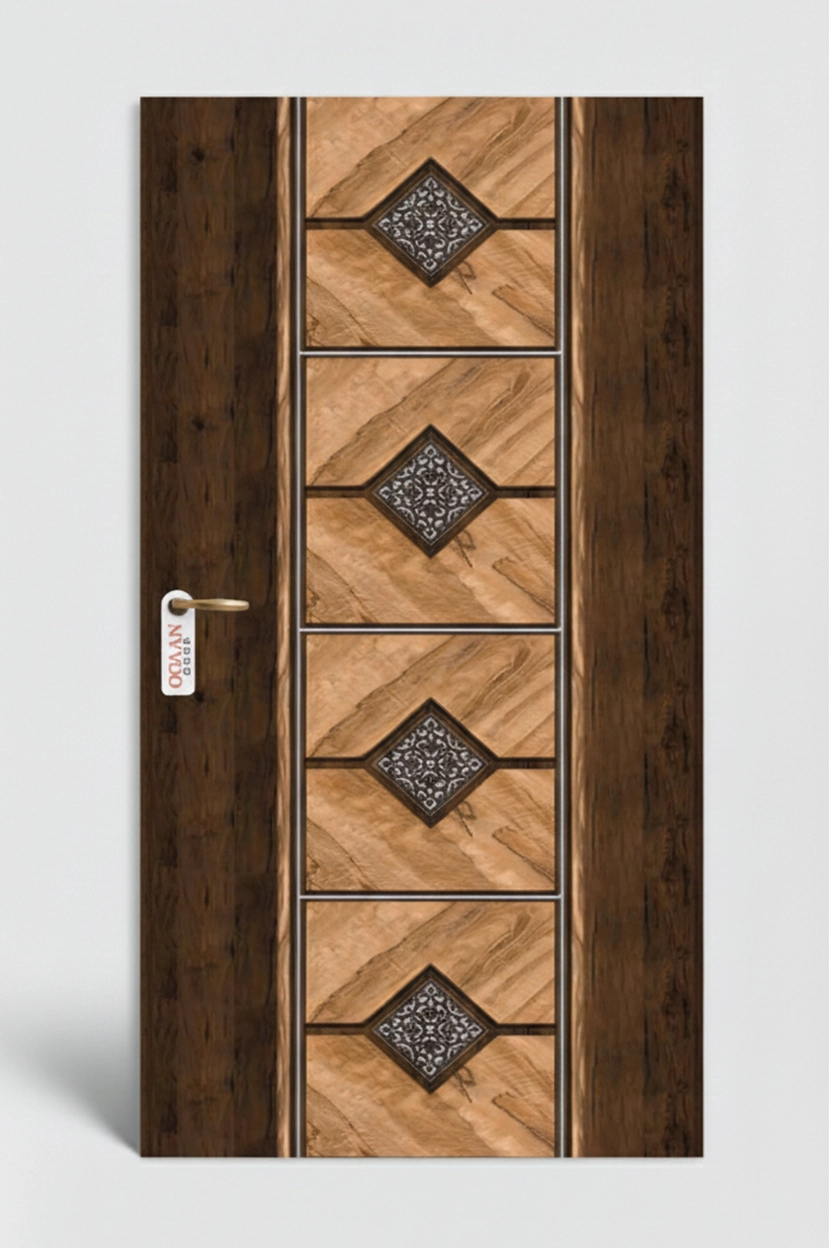 MPD 469 | Dual Tone Dark Walnut and Natural Oak Matte Finish Unique Design Digital Door Skin Laminate - Image 2