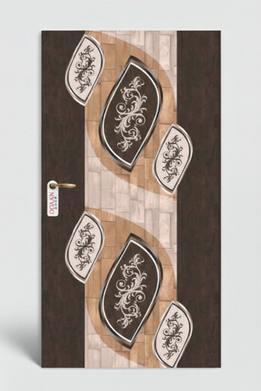 MPD 470 | Dual Tone Wenge Brown and Natural Oak Matte Finish Leaves Design Digital Door Skin Laminate - Image 2