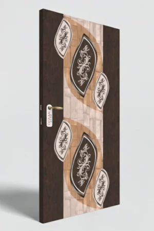 MPD 470 | Dual Tone Wenge Brown and Natural Oak Matt Finish Premium Wooden Decorative Door Skin Laminate