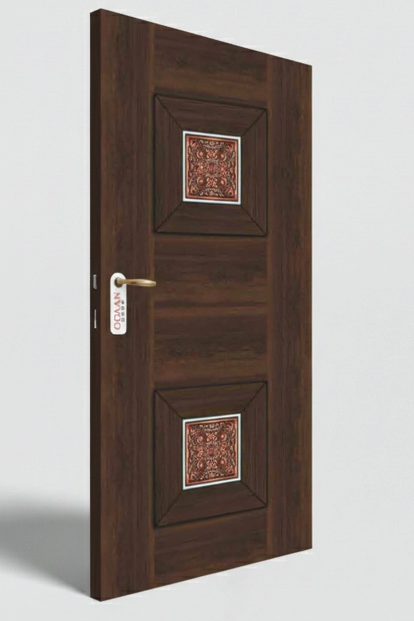 MPD 486 | Dark Walnut Brown Matte Finish Mandala Design Digital Door Skin Laminate