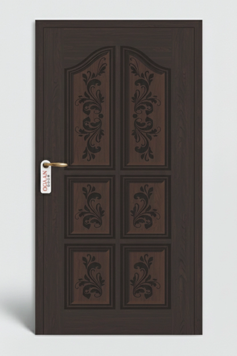 MPD 487 | Wenge Brown Matte Finish Linear Floral Design Digital Door Skin Laminate - Image 2