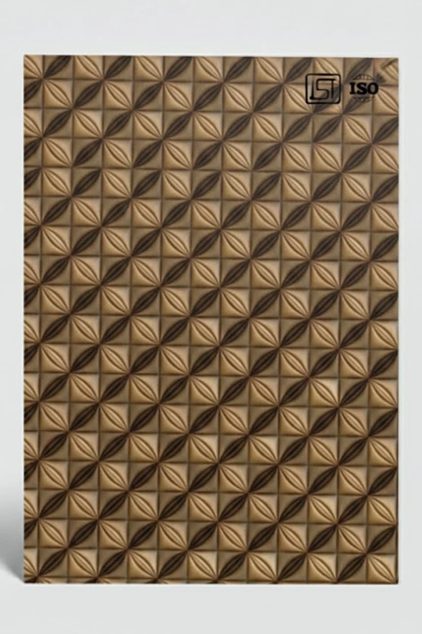 OD 03 | Bronze Brown, Square Grid Design High Gloss Finish Printed Decorative Digital Laminate - Image 2