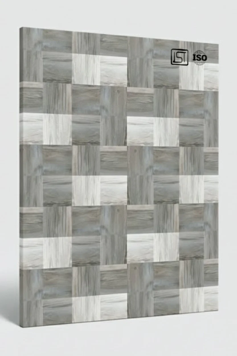 OD 16 | Double Tone Light & Grey, Modern Check Tile Design High Gloss Finish Printed Decorative Digital Laminate