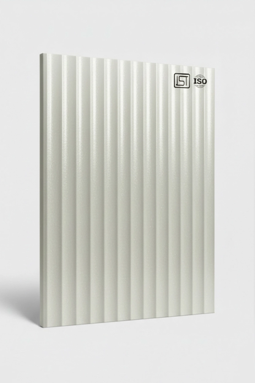 702 LU | Ivora Line, Off-White High Gloss Finish Fluted Decorative Laminate