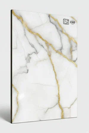 CSOD 07 | Gilded Fault, White High Gloss Metallic Finish Decorative Laminate