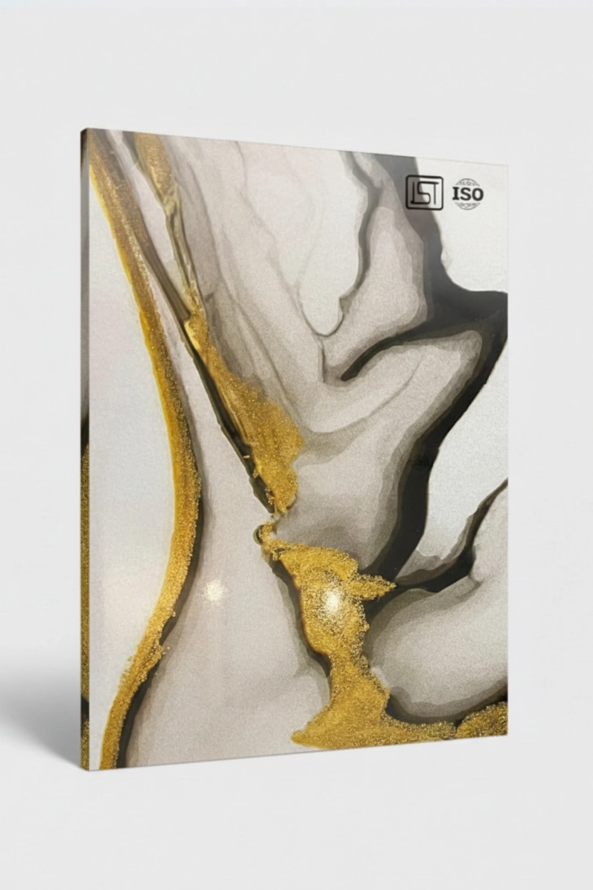 CSOD 05 | Gilded Flux, Off-White High Gloss Finish Marble Decorative Laminate
