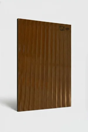 Beige stone-textured laminate sheet with natural veining for modern wall paneling