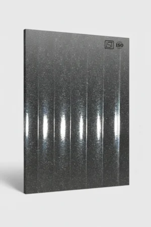 Dark grey glitter laminate sheet with a vertical ribbed textured finish