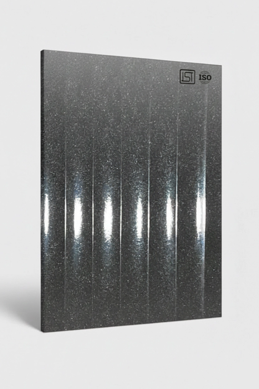 703 LU | Moonlit, Black High Gloss Finish Fluted Decorative Laminate