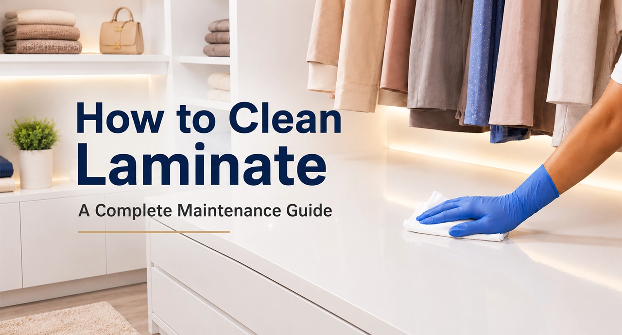 How to clean laminate surfaces safely using a soft cloth for regular laminate maintenance and care.