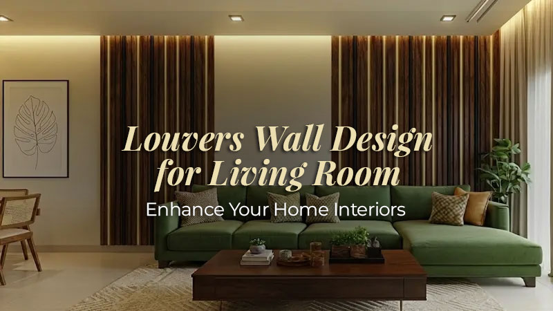 Louvers wall design for living room with wooden vertical panels