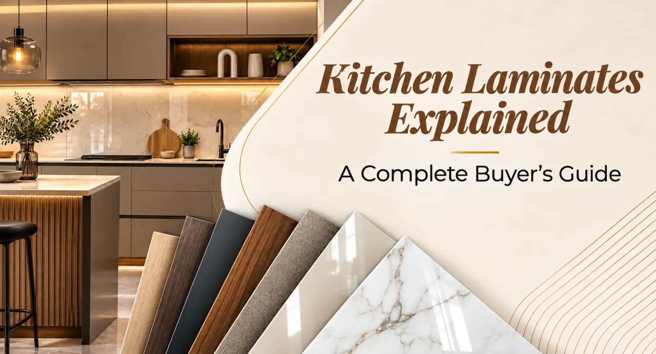 Kitchen laminates explained with modern kitchen cabinets and laminate samples
