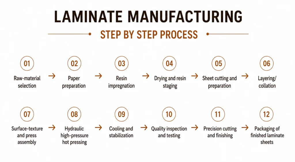 step-by-step laminate manufacturing process